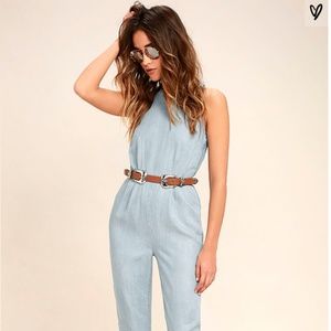 RVCA LIVONIA BLUE CHAMBRAY JUMPSUIT
